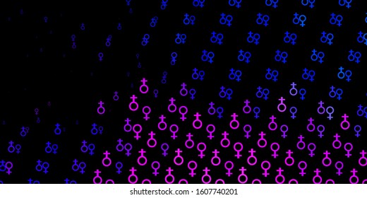 Light Pink, Blue vector pattern with feminism elements. Colorful illustration with gradient feminism shapes. Simple design for your web site.
