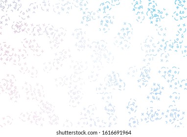 Light Pink, Blue vector pattern with Digit symbols. Illustration with Numeral symbols on abstract template. Smart design for university advert.