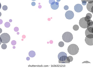 Light Pink, Blue vector pattern with spheres. Blurred decorative design in abstract style with bubbles. Pattern for ads, leaflets.