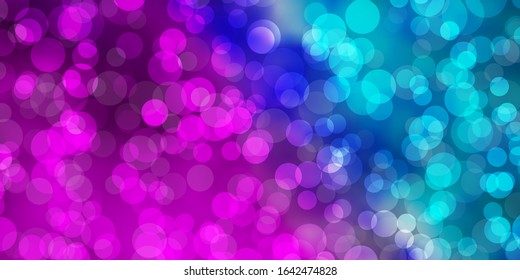 Light Pink, Blue vector pattern with spheres. Glitter abstract illustration with colorful drops. Pattern for business ads.