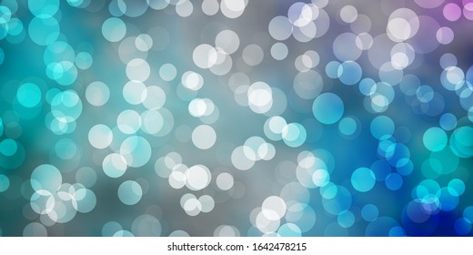 Light Pink, Blue vector pattern with spheres. Abstract colorful disks on simple gradient background. Design for your commercials.
