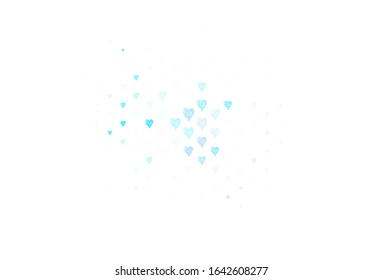 Light Pink, Blue vector pattern with colorful hearts. Decorative design with hearts in simple style . Template for Valentine's greeting postcards.
