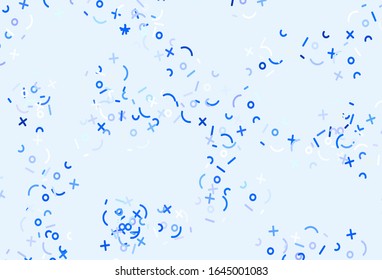 Light Pink, Blue vector pattern with Digit symbols. Modern geometrical illustration with numerals. Pattern for ad, booklets, leaflets of education.