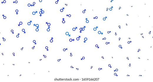 Light Pink, Blue vector pattern with feminism elements. Colorful feminism symbols with a gradient in modern style. Simple design for your web site.