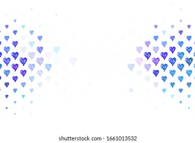 Light Pink, Blue vector pattern with colorful hearts. Shining illustration with hearts on abstract template. Design for a business advert of anniversary.
