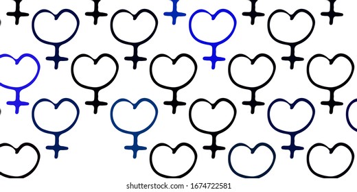 Light Pink, Blue vector pattern with feminism elements. Abstract illustration with a depiction of women's power. Design for International Women’s Day.