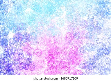 Light Pink, Blue vector pattern with spheres, lines. Modern abstract illustration with colorful dots, lines. Pattern for textures of wallpapers.