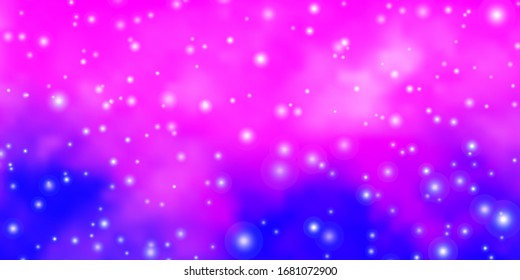 Light Pink, Blue vector pattern with abstract stars. Decorative illustration with stars on abstract template. Theme for cell phones.