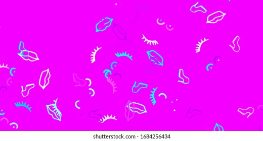 Light Pink, Blue vector pattern with feminism elements. Simple design in abstract style with women’s rights activism. Design for International Women’s Day.
