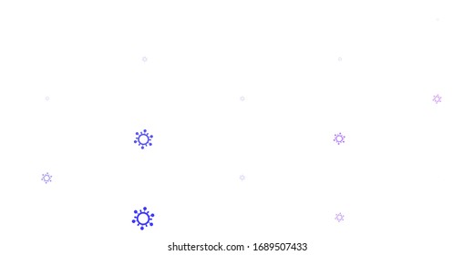 Light Pink, Blue vector pattern with coronavirus elements. Smart illustration with covid signs in decorative style. Design for biohazard warning.