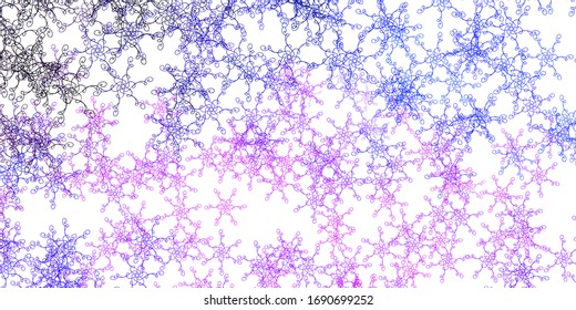 Light Pink, Blue vector pattern with wry lines. Bright sample with colorful bent lines, shapes. Pattern for ads, commercials.