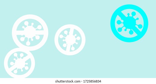 Light pink, blue vector pattern with coronavirus elements. Simple design in abstract style with infection forms. Wallpaper for health protection.