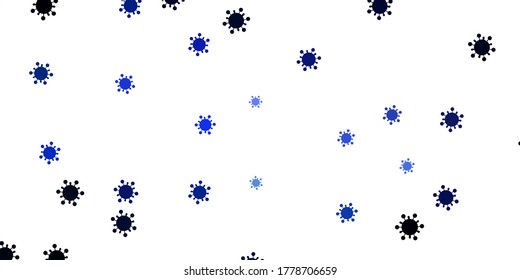 Light pink, blue vector pattern with coronavirus elements. Smart illustration with covid signs in decorative style. Best design for quarantine events.