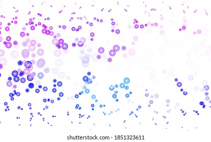 Light Pink, Blue vector pattern with spheres. Blurred decorative design in abstract style with bubbles. Pattern for ads, leaflets.