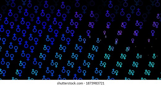 Light Pink, Blue vector pattern with feminism gender sign elements. Colorful illustration with gradient feminism shapes. Elegant design for wallpapers.
