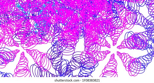 Light pink, blue vector pattern with wry lines. Colorful illustration in abstract style with bent lines. Pattern for websites, landing pages.