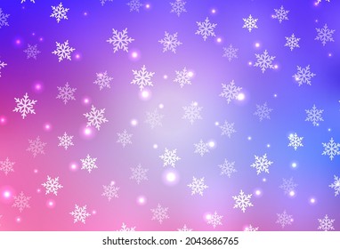 Light Pink, Blue vector pattern in Christmas style. A colorful design in Christmas style with gradient. Pattern for school, grammar websites.