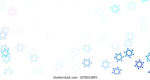 Light pink, blue vector pattern with coronavirus elements. Simple design in abstract style with infection forms. Simple design against epidemic information.