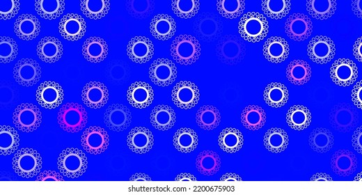 Light pink, blue vector pattern with coronavirus elements. Colorful  gradient illness symbols in simple abstract style. Wallpaper for health protection.