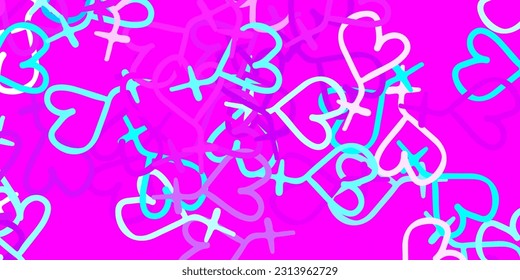 Light Pink, Blue vector pattern with feminism elements. Colorful feminism symbols with a gradient in modern style. Simple design for your web site.