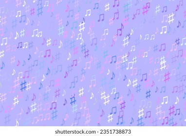 Light Pink, Blue vector pattern with music elements. Decorative design in abstract style with music shapes. Pattern for festival leaflets.