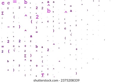 Light Pink, Blue vector pattern with arithmetic signs. Colored mathematic signs with gradient on white background. Best design for your math college.