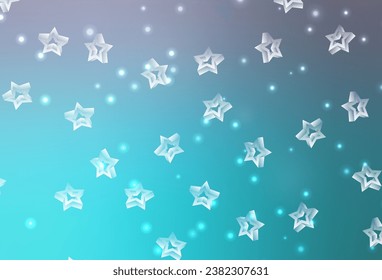 Light Pink, Blue vector pattern with christmas stars. Stars on blurred abstract background with gradient. Best design for your ad, poster, banner.