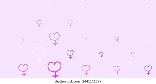 Light Pink, Blue vector pattern with feminism elements. Simple design in abstract style with women rights activism. Simple design for your web site.