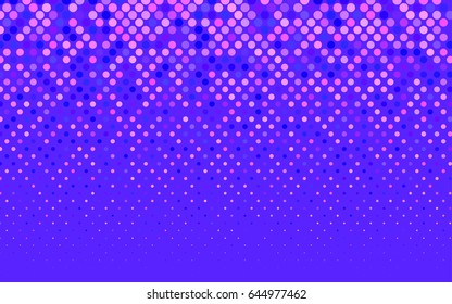 Light Pink, Blue vector pattern with colored spheres. Geometric sample of repeating circles on white background in halftone style.
