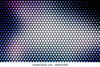 Light Pink, Blue vector pattern with colored spheres. Geometric sample of repeating circles on white background in halftone style.