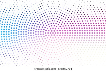 Light Pink, Blue vector pattern with colored spheres. Geometric sample of repeating circles on white background in halftone style.