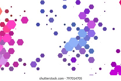 Light Pink, Blue vector pattern. Hexagonal template. Geometric sample. Repeating hexagon shapes. Brand-New texture for your design. Pattern can be used for background