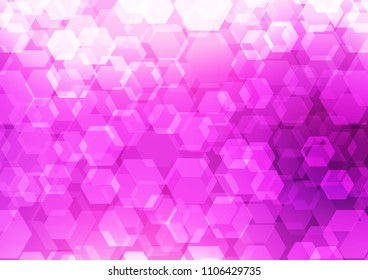 Light Pink, Blue vector polygon abstract template. Shining illustration, which consist of hexagons. The elegant pattern can be used as part of a brand book.