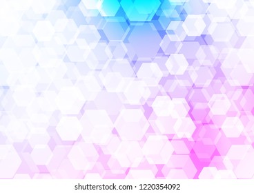 Light Pink, Blue vector polygon abstract template. hexagonal geometric sample with gradient.  The textured pattern can be used for background.