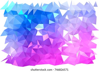 Light Pink, Blue vector polygon abstract background. Triangular geometric sample with gradient.  The completely new template can be used for your brand book.