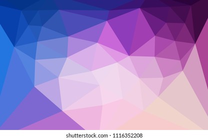 Light Pink, Blue vector polygonal background with a heart in a centre. Colorful abstract illustration with triangles. Template for cell phone's backgrounds.