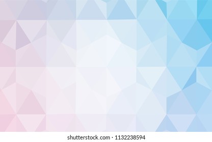 Light Pink, Blue vector polygonal background. Shining colorful illustration with triangles. Completely new template for your banner.