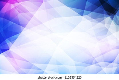 Light Pink, Blue vector polygonal background. Triangular geometric sample with gradient.  Triangular pattern for your design.