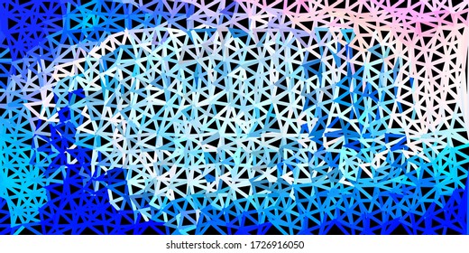 Hellrosa, blaue Vektorpolygonall im Hintergrund. Intelligente Darstellung im facettierten Stil mit abstrakten Dreiecken. Ihr Design für Anwendungen.