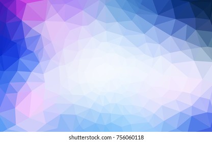 Light Pink, Blue vector polygonal illustration, which consist of triangles. Triangular design for your business. Creative geometric background in Origami style with gradient