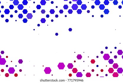 Light Pink, Blue vector polygonal illustration, which consist of hexagons. Hexagonal pattern for your business design. Geometric background in Origami style with gradient. 