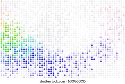 Light Pink, Blue vector red banner with set of circles, dots. Donuts Background. Creative Design Template. Technological halftone illustration.