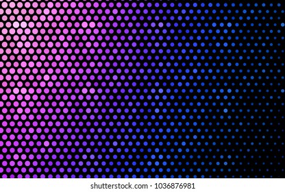 Light Pink, Blue vector red banner with set of circles, dots. Donuts Background. Creative Design Template. Technological halftone illustration.
