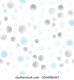 Light Pink, Blue vector seamless doodle bright layout. Modern geometrical abstract illustration with flowers. Pattern for heads of websites and designs.