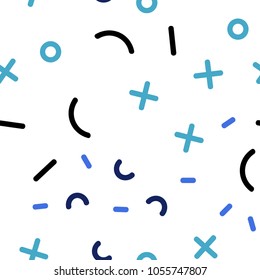 Light Pink, Blue vector seamless background with lines, ovals. Trendy seamless illustration with abstract lines. Pattern for design of fabric, wallpapers.