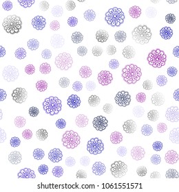 Light Pink, Blue vector seamless doodle blurred template. New colorful illustration in doodle style with flowers. Hand painted design for web, leaflet, textile.