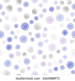 Light Pink, Blue vector seamless natural elegant template. Colorful abstract illustration with flowers in doodle style. Completely new design for your business.