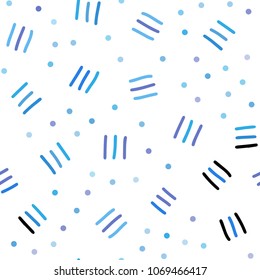 Light Pink, Blue vector seamless layout with simple elements. Trendy seamless illustration with abstract lines. Pattern for design of window blinds, curtains.