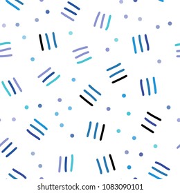 Light Pink, Blue vector seamless cover with abstract shapes. Colorful seamless gradient with lines and signs of maths. Template for business cards, websites.