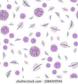 Light Pink, Blue vector seamless elegant pattern with leaves and flowers. Illustration with doodles on abstract template. A new texture for your wallpaper design.